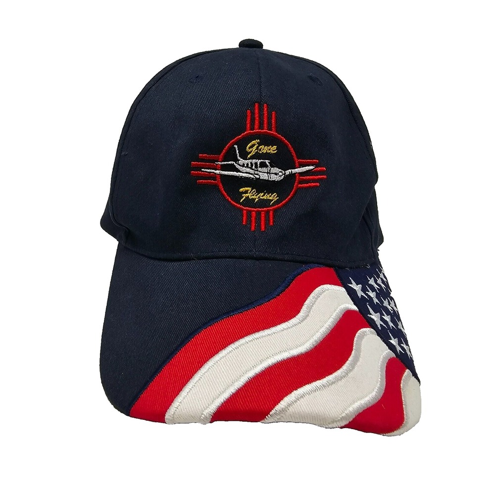 Nissun Gone Flying USA Flag‎ Adjustable Hat New Mexico Aviation Division Vintage